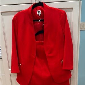 Anne Klein Red Blazer Structured Suit Jacket